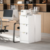 HOMCOM 3 Drawer File Cabinet Fluted Vertical Filing Cabinet with Lock White