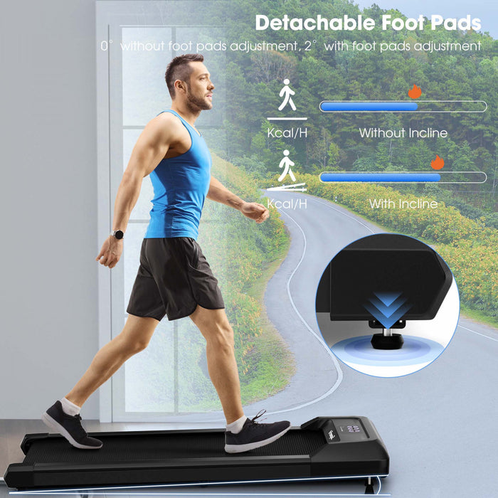 Superfit 0.6-3.8mph Tapis De Marche Sous Tapis Roulant De Bureau Avec Telecommande Et Ecran Led Noir