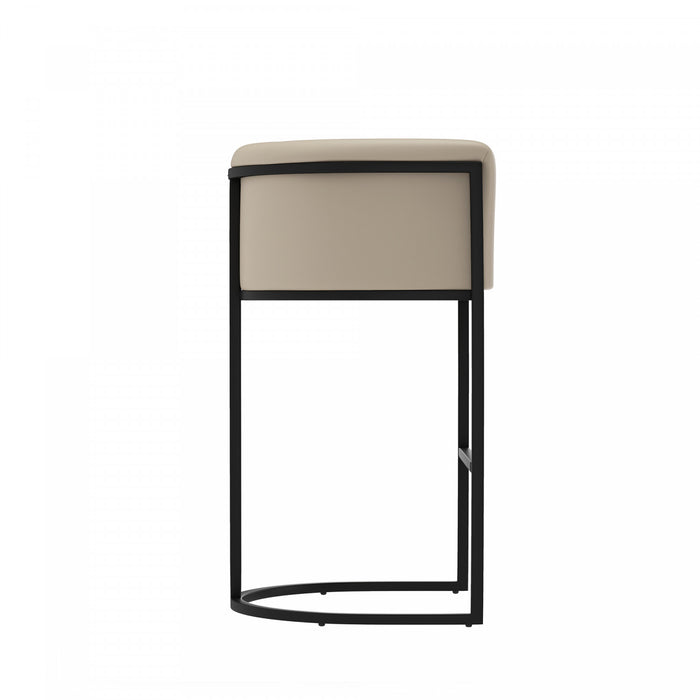 Tabouret de bar cosmopolite mi-siecle moderne en metal et tissu, coloris grege