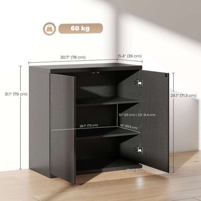 HOMCOM Buffet, meuble de cuisine avec portes a fermeture douce, Noir Gris