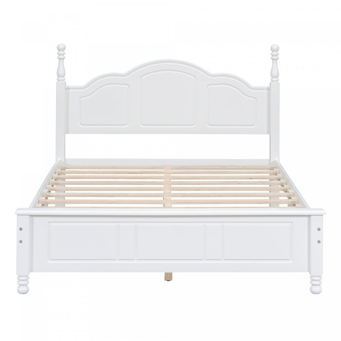 Jessie Lit a plateforme de style retro avec support a lattes en bois, taille double, blanc