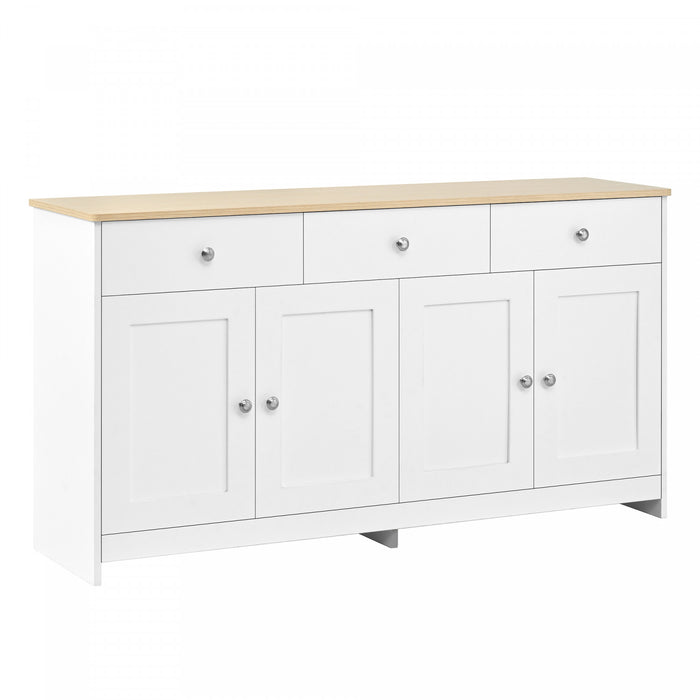 Grace Buffet en Bois Rustique de 55,1\" avec Portes et Tiroirs, Blanc