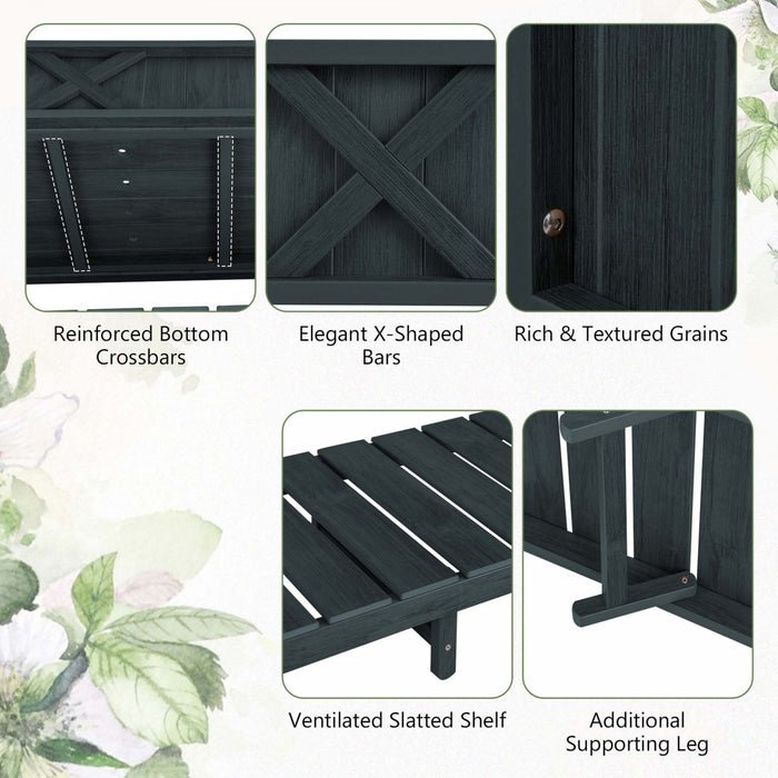 Costway Hips Souleve Lit De Jardin Poly Bois Eleve Planter Boite Avec Les Jambes, Etagere De Stockage Noir