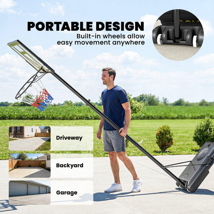 Soozier Panier de Basketball Portable Exterieur, Reglable de 1,35 m a 3,05 m Facilement Ajustable