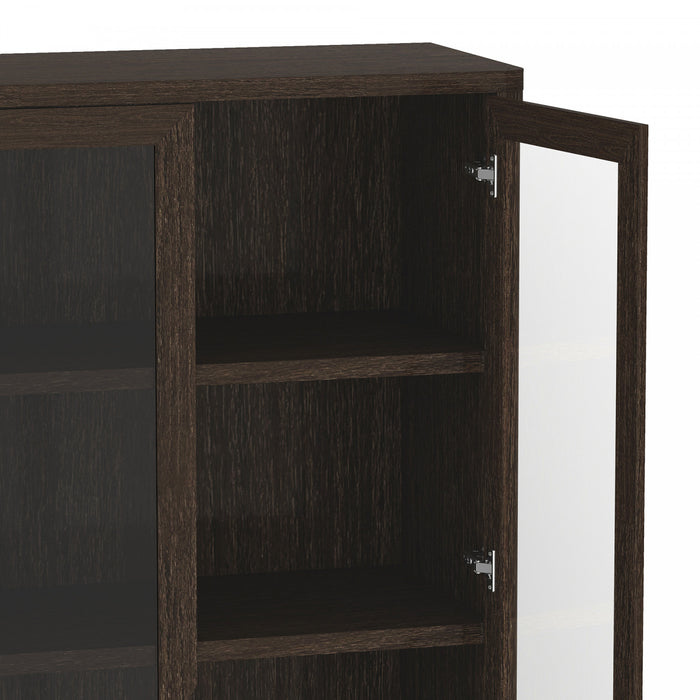 Armoire bibliotheque moderne Rivington 38\" en noyer - Lot de 2
