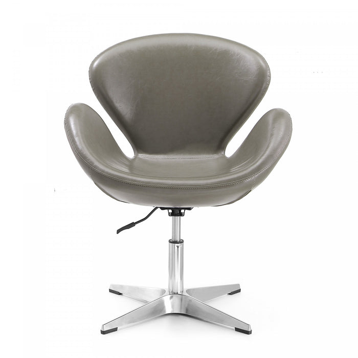 Fauteuil lounge pivotant moderne Raspberry en tissu gris galet - Lot de 2