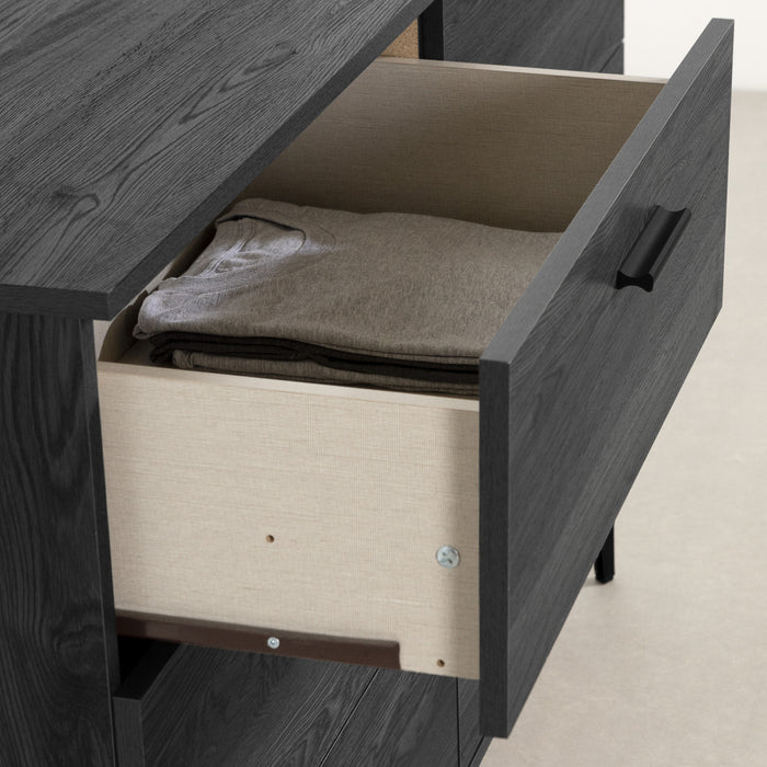  Commode Musano à 6 tiroirs avec pattes en métal - chêne gris