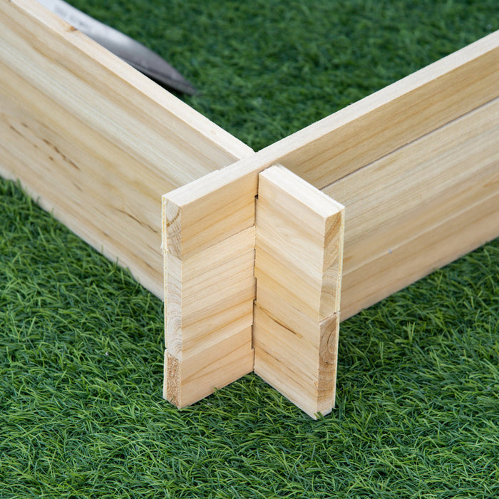 Outsunny 39'' X 39'' Jardin Sureleve Sans Vis, Jardiniere En Bois, Jardin D'herbes Facile A Faire Pour Les Legumes, Les Fleurs Et Les Herbes A L'exterieur, La Pelouse Et Le Patio