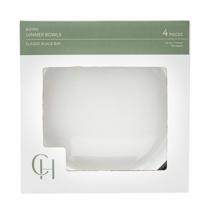 Cena Home Ensemble de 4 Bols a Soupe ou Pates, Style Bistro en Gres de 20 cm