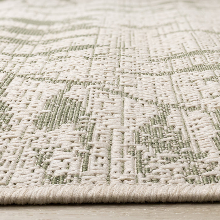 Tapis d'exterieur Jackson Taupe Blanc a bordure elegante, 7'10\" x 10'6\"