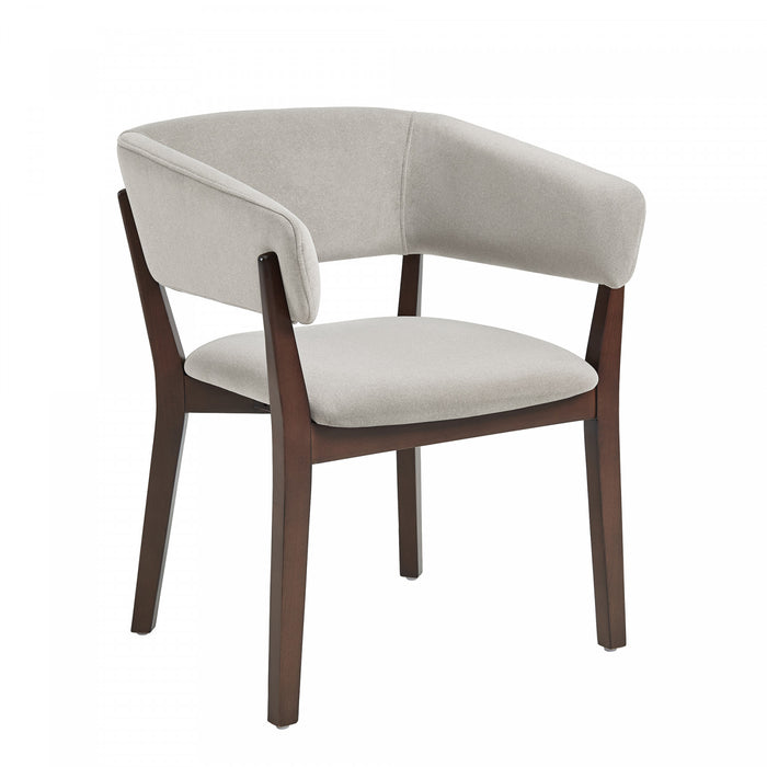 Fauteuil Blake moderne en faux mohair avec accoudoirs en bois, coloris grege - Lot de 2