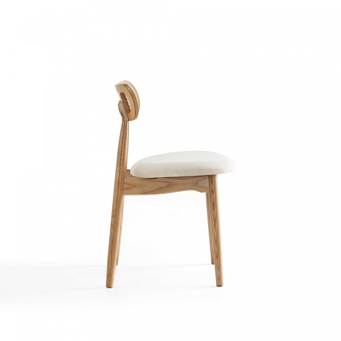 Chaise de salle a manger Colbert Industry Chic avec dossier en cannage et assise rembourree en bois naturel - Lot de 4