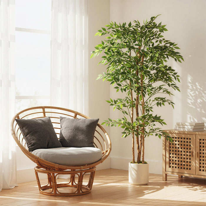 HOMCOM Faux Banians de 6pi, Ensemble de 2 Plantes Artificielles