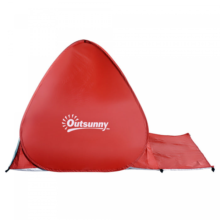 Outsunny Pop Up Tente De Plage Abri Soleil Portable Protection Uv Patio Exterieur Avec Etui De Transport Et Piquets, Rouge