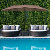 Costway 15Ft Patio Double-Sided Solar LED Market Umbrella Crank Base Tan