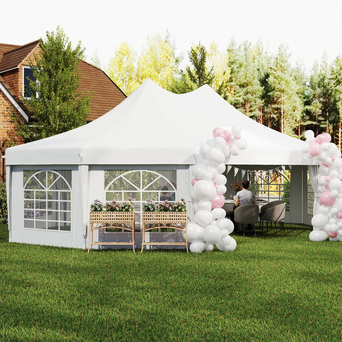 Outsuuny Gazebo de fete octangnal de 29,2 pieds de haut, blanc