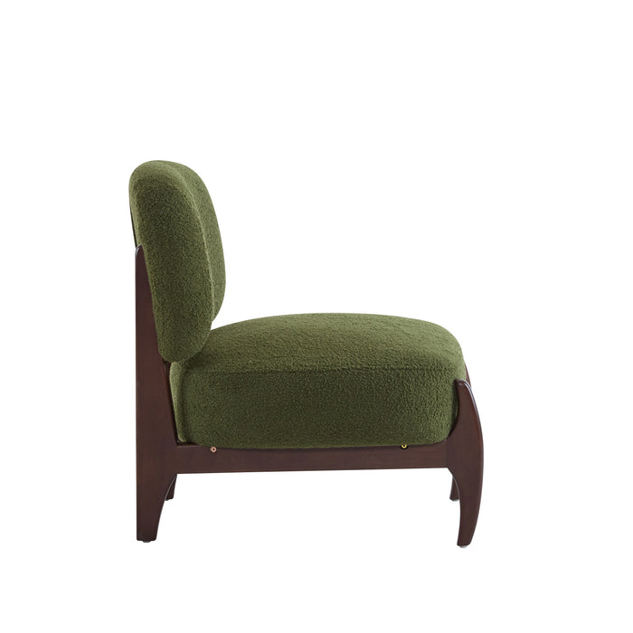 Coco Fauteuil de Salon Moderne en Bouclette avec Cadre en Bois Massif, Vert