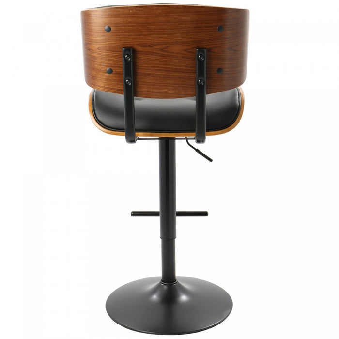 Tabouret bar réglable moderne du milieu du 20e siècle Lombardi en similicuir - noyer et noir
