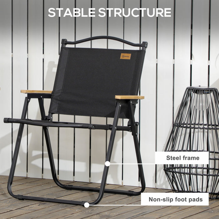 Outsunny Lot de 2 Chaises de Camping Pliantes, Fauteuils Portables, Noir
