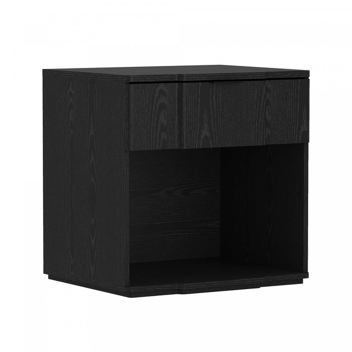 Table de nuit Clive style milieu du siecle 56 cm en noir (1 tiroir)