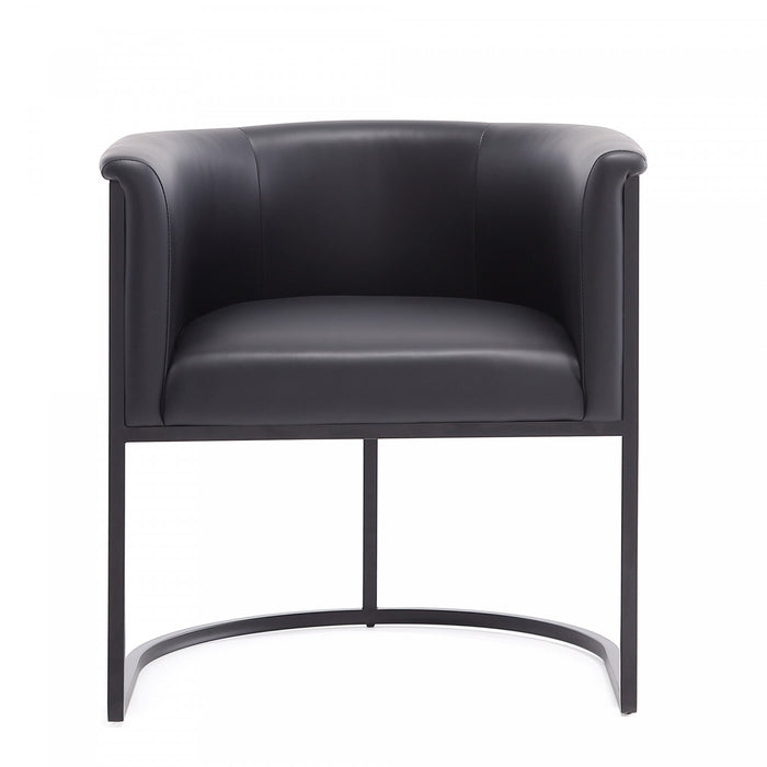 Chaise de salle a manger moderne mi-siecle en cuir vegetalien et metal noir Cosmopolitan - Lot de 2