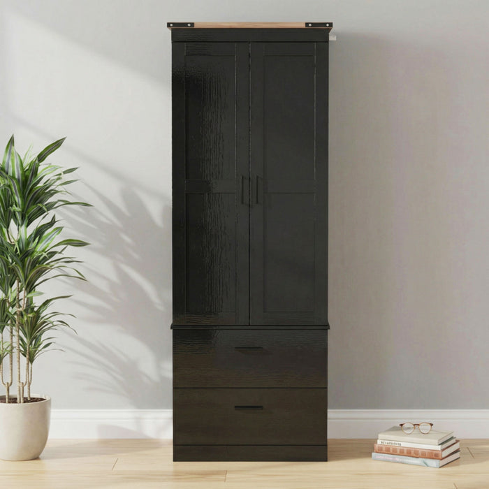 HOMCOM Armoire de Cuisine Haute de 67\" avec Etageres Ajustables, Noir