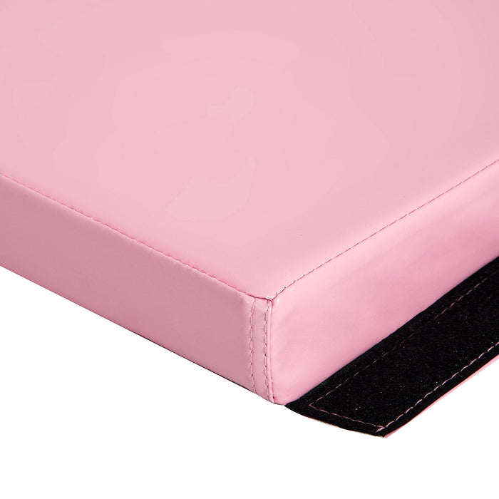 Soozier 4pix6pix2pouce Pu Cuir Gymnastique Culbutage Tapis De Gym Arts Pliant Yoga Exercice Tampon 4 Panneaux (rose Clair)