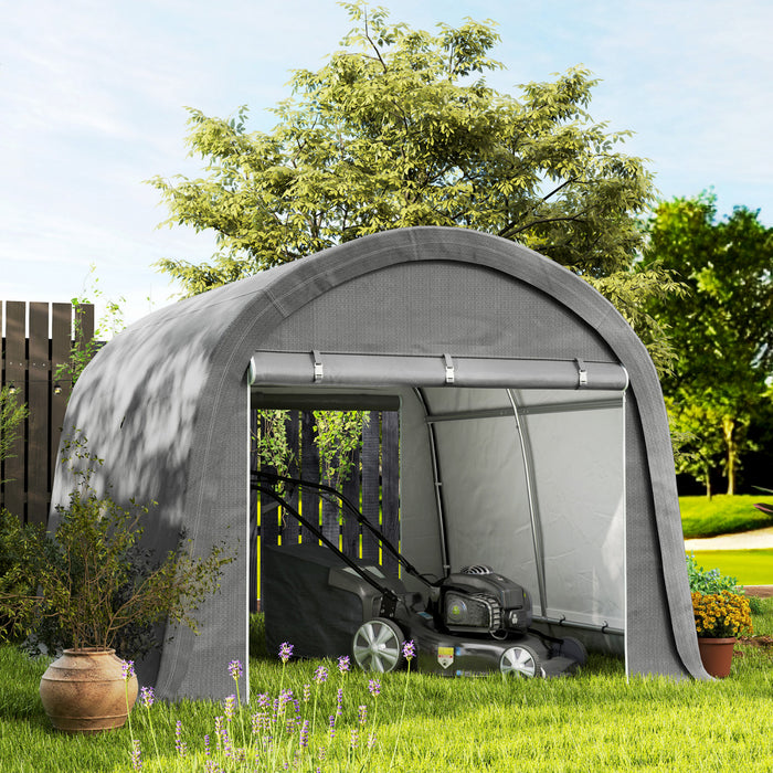Outsunny Hangar De Stockage Exterieur 10'x10', Hangar Portable, Gris Clair