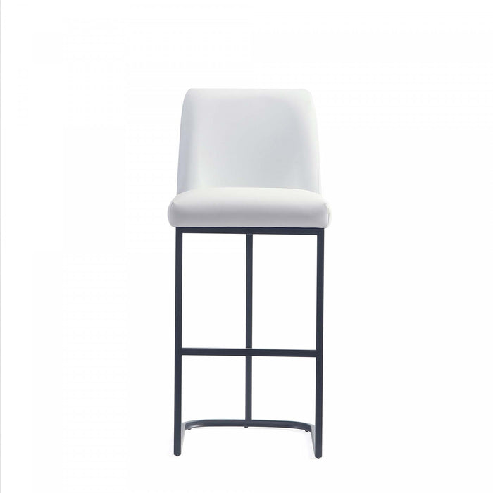 Tabouret de bar moderne en metal et tissu Serena, blanc - Lot de 3