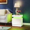 HOMCOM Nightstand Set of 2, Side Table with LED Lights, White