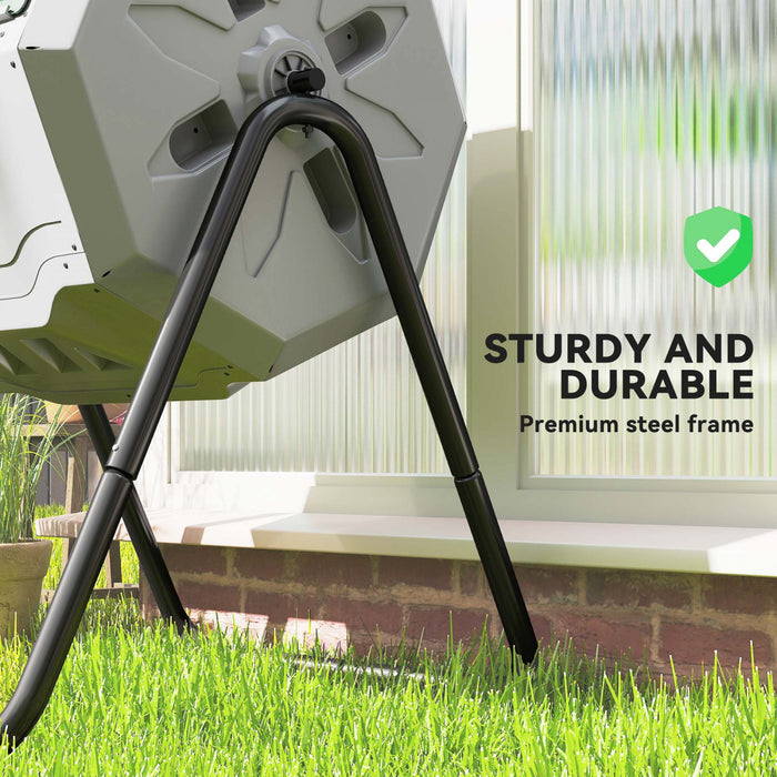 Outsunny Composteur d'exterieur a double chambre rotatif 43 gal, vert fonce