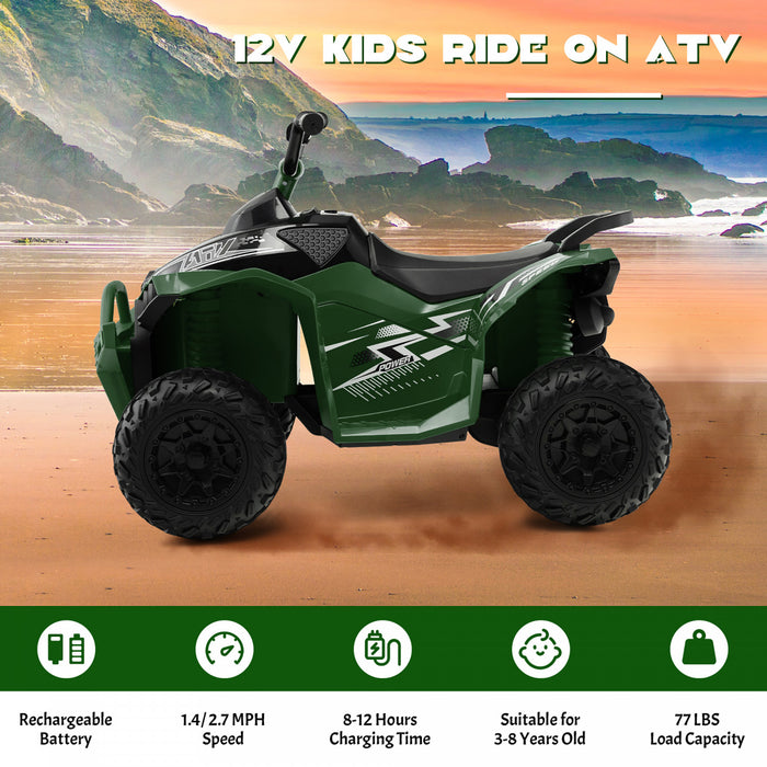 Costway 12v Batterie Alimentee Enfants Rouler Sur Atv Electrique 4 Roues Quad Car Avec Mp3 & Lumiere