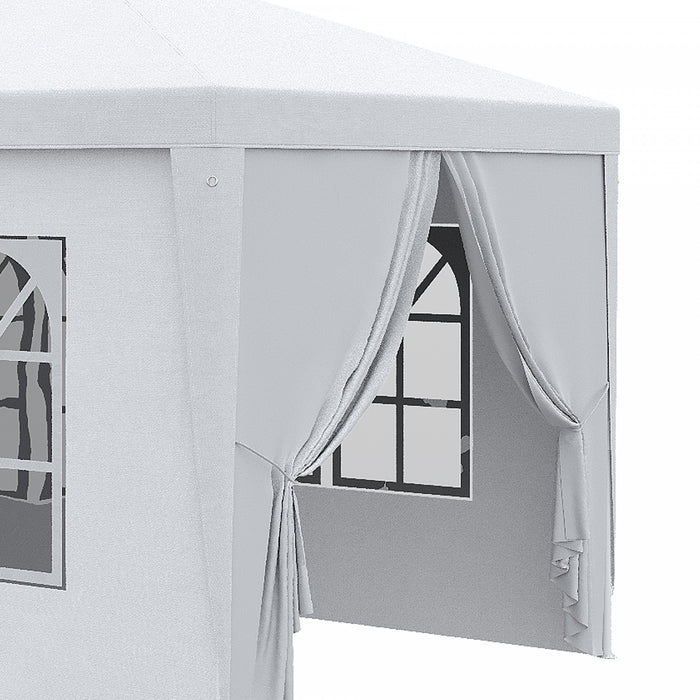 Outsunny Tente De Tonnelle De Fete 10' X 28', Tente De Mariage Pliante Portable, Abri D'evenement De Jardin, Parasol Exterieur Avec 8 Parois Laterales Amovibles, Blanc