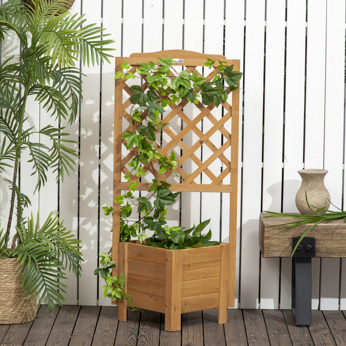 Outsunny Lit De Jardin Sureleve, Jardiniere En Bois Avec Treillis, Pour Faire Pousser Des Legumes, Des Herbes Et Des Fleurs Pour Le Jardin, La Terrasse, Marron