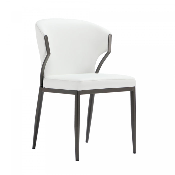 Chaise de salle a manger moderne en metal et cuir vegetalien Kirsten, blanc - Lot de 2