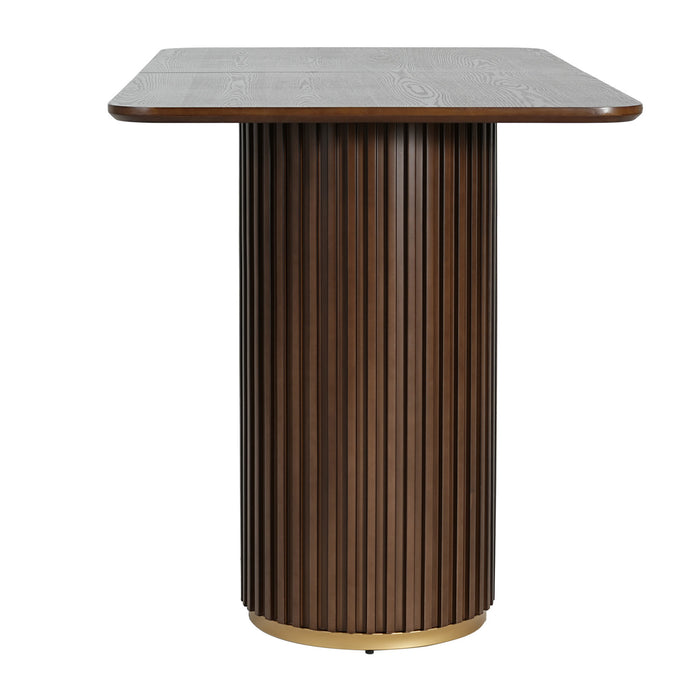 Table a manger industrielle moderne Jett 63 pouces avec base piedestal MDF et fer, brun