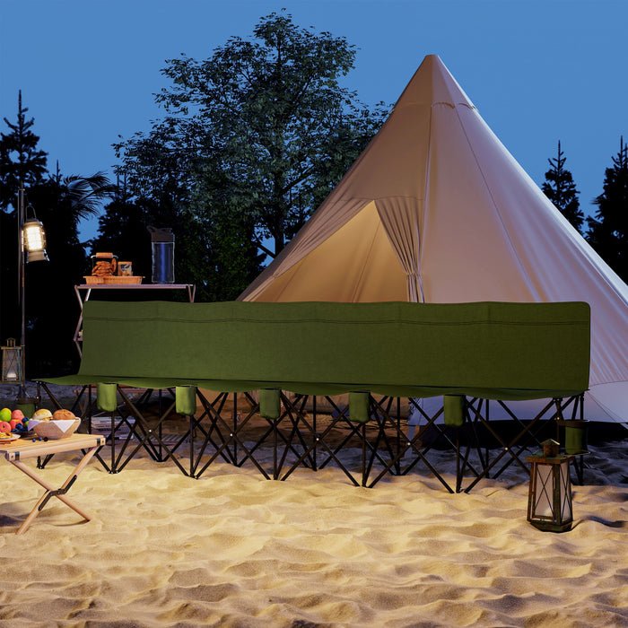 Outsunny Chaise De Camping Pliante 6 Places Avec Porte-gobelet, Vert Fonce