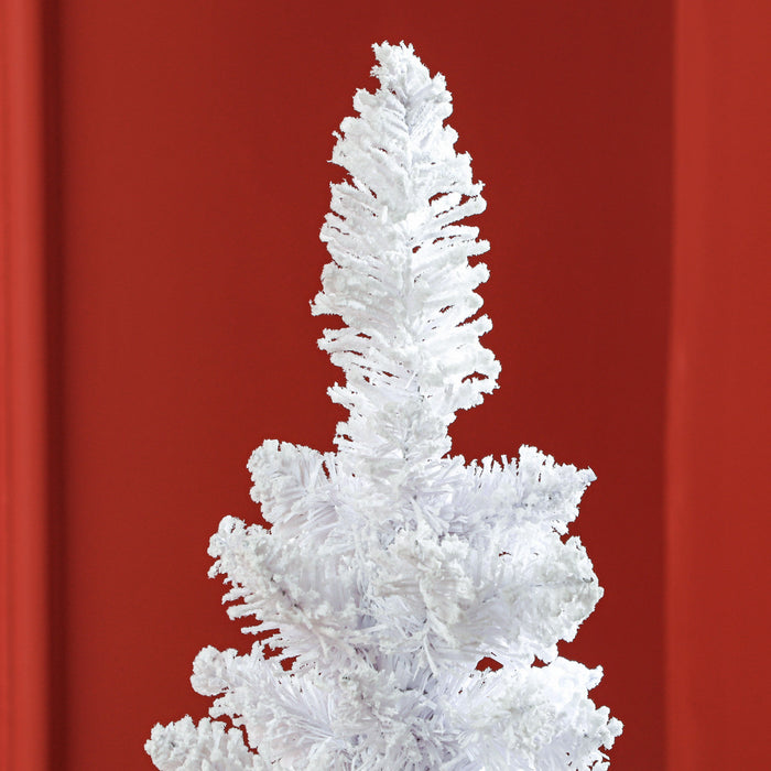 Homcom Sapin De Noel Floque Avec Pointes De Branches Realistes, Blanc