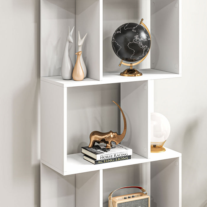 HOMCOM Bibliotheque geometrique, etagere a 5 niveaux en forme de S, blanc