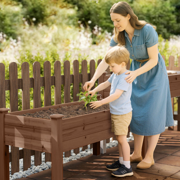 Outsunny Jardiniere Surelevee A 2 Niveaux, Bac De Plantation En Bois, Carbonise