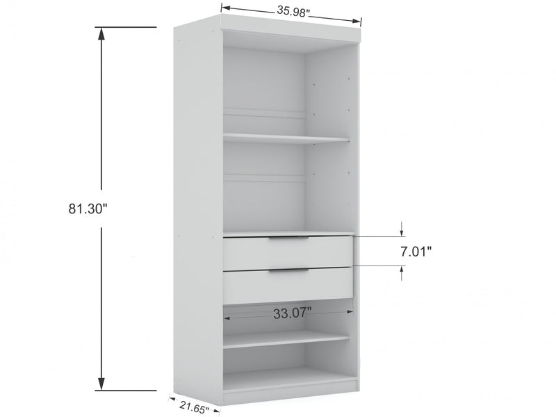 Armoire-penderie contemporaine moderne Mulberry 2 pieces en blanc