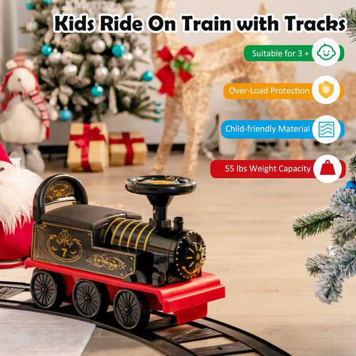 Jouet De Train Motorise Electrique 6v Pour Enfants Sur Train Avec Piste Et 6 Roues Noires