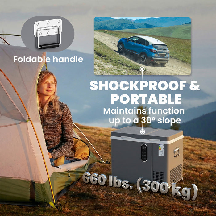 Outsunny Refrigerateur de Voiture 12 Volt, Glaciere a Double Zone 45L avec Controle via Application