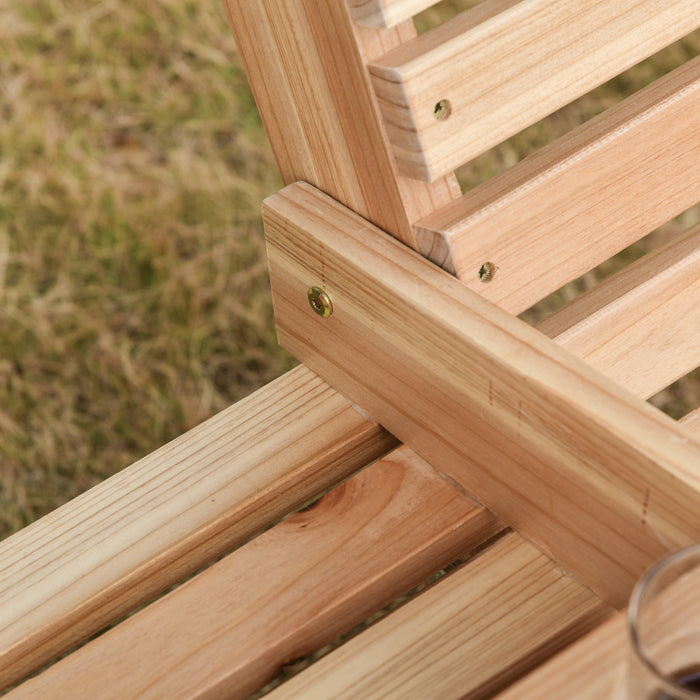 Outsunny Balancoire De Porche En Bois 3 Places Avec Table Basse Pliante