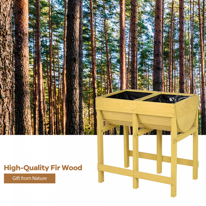 Costway Table De Culture Jardiniere Sur Pieds Jardiniere En Bois Jardiniere Surelevee En Sapin 70 X 44,5 X 72 Cm Potager Sur Pied En Bois Jaune