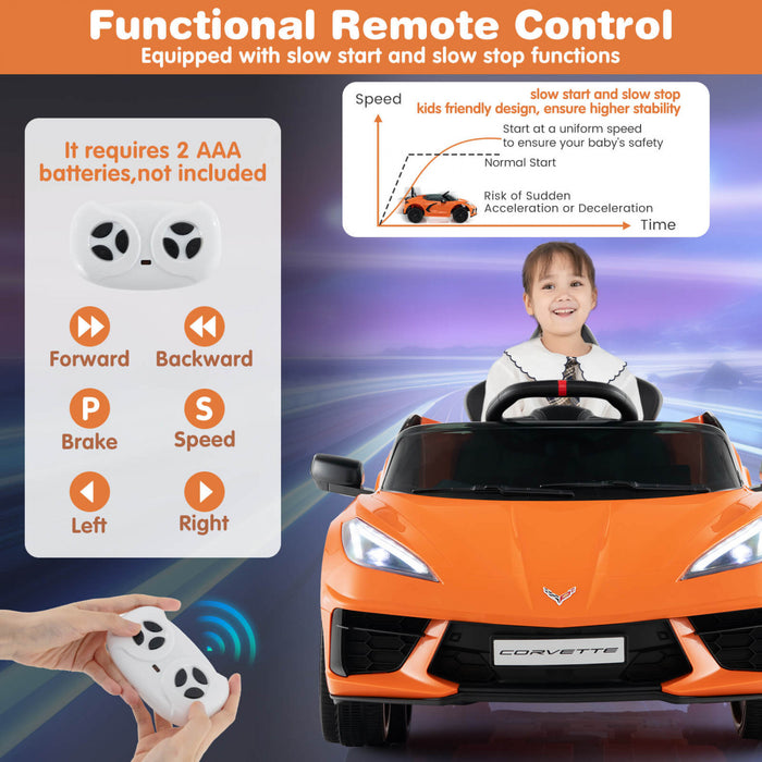 Costway 12v Electrique Enfants Ride On Car Avec Telecommande Connection Sans Fil Lumieres Orange