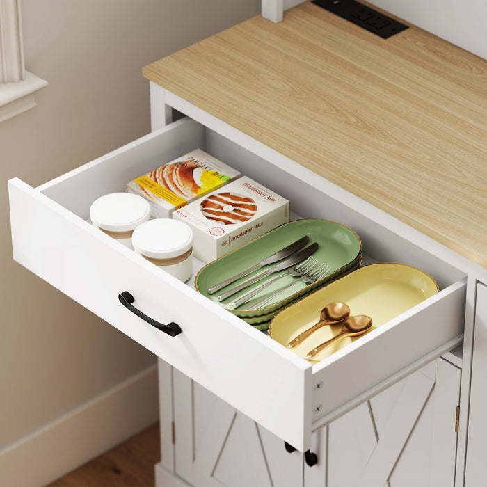 HOMCOM Armoire de Cuisine 69\" avec Station de Charge, Blanc