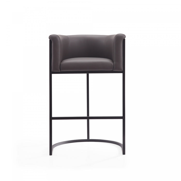 Tabouret de bar rembourre en metal style cosmopolite mi-siecle moderne en graphite - Lot de 3