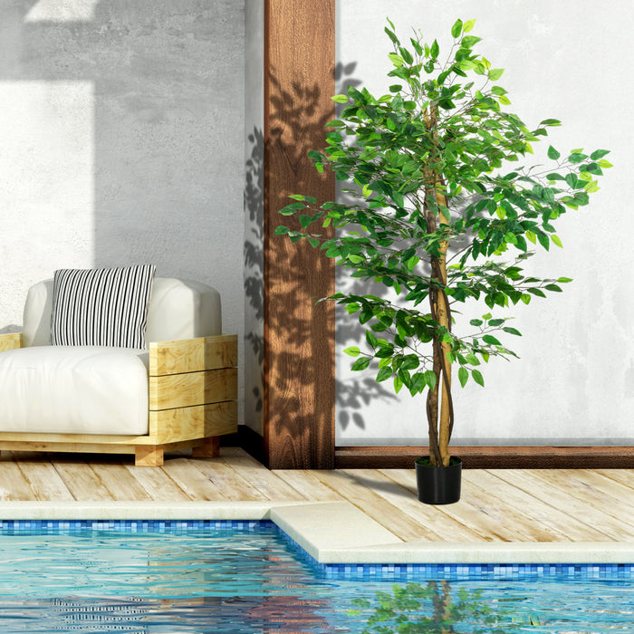 HOMCOM Lot de 2 arbres artificiels Ficus de 5pi pour decoration