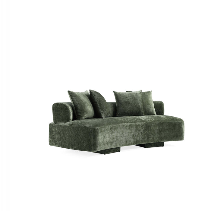 Canape en chenille vert olive Verandah Mid-Century Modern 231 cm